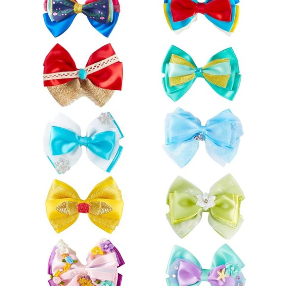 Princess Hair Bow Clips 4 Inch Kids Girls Party Gift Set Multi-colored - Picture 1 of 7